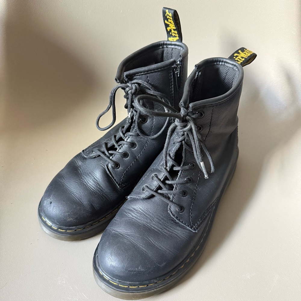Dr. Martens Black Kids Lace-Up Boots with Side Zip